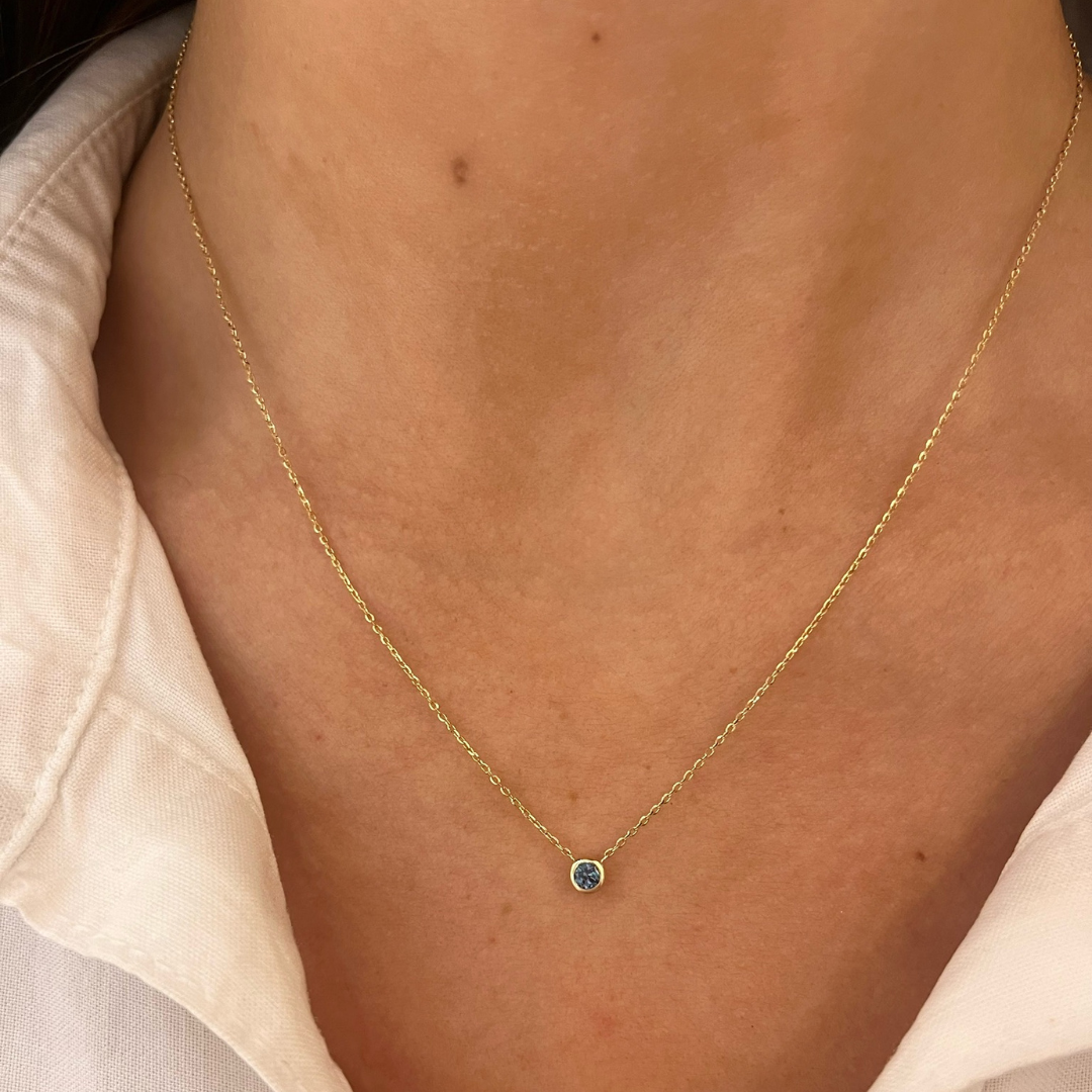 Single Bezel Birthstone Affixed Necklace