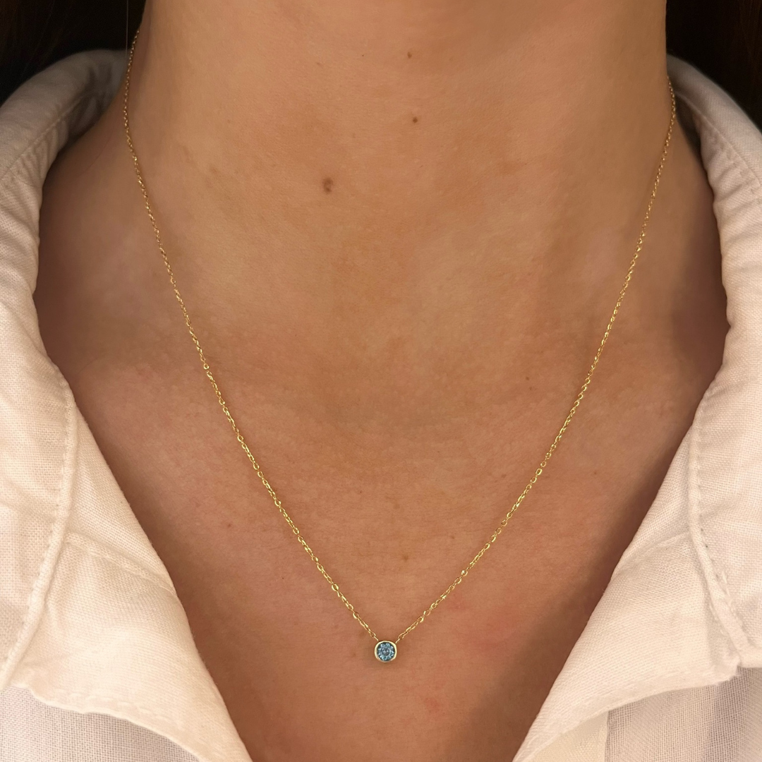 Single Bezel Birthstone Affixed Necklace
