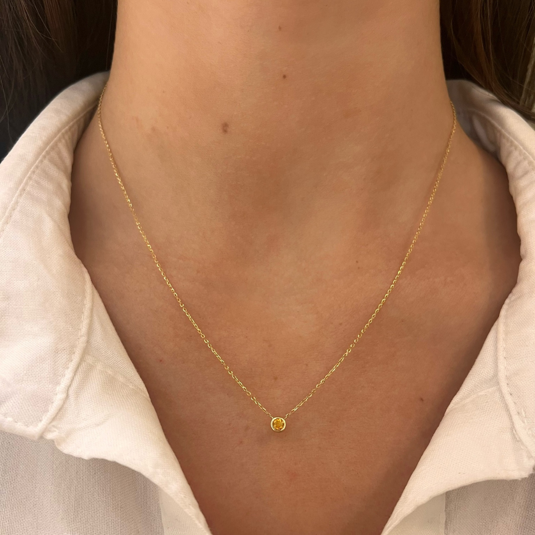 Single Bezel Birthstone Affixed Necklace