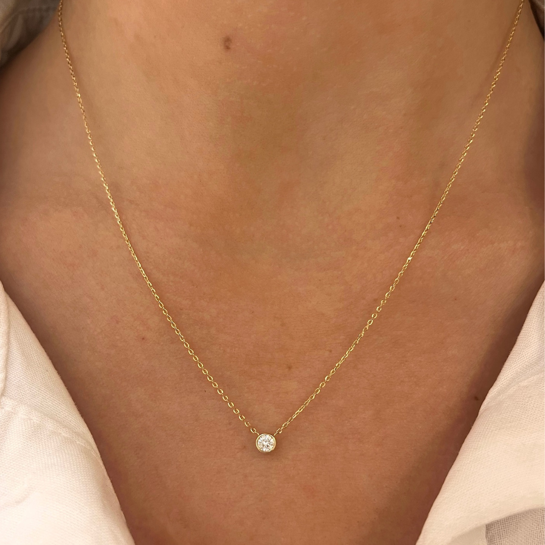 Single Bezel Birthstone Affixed Necklace
