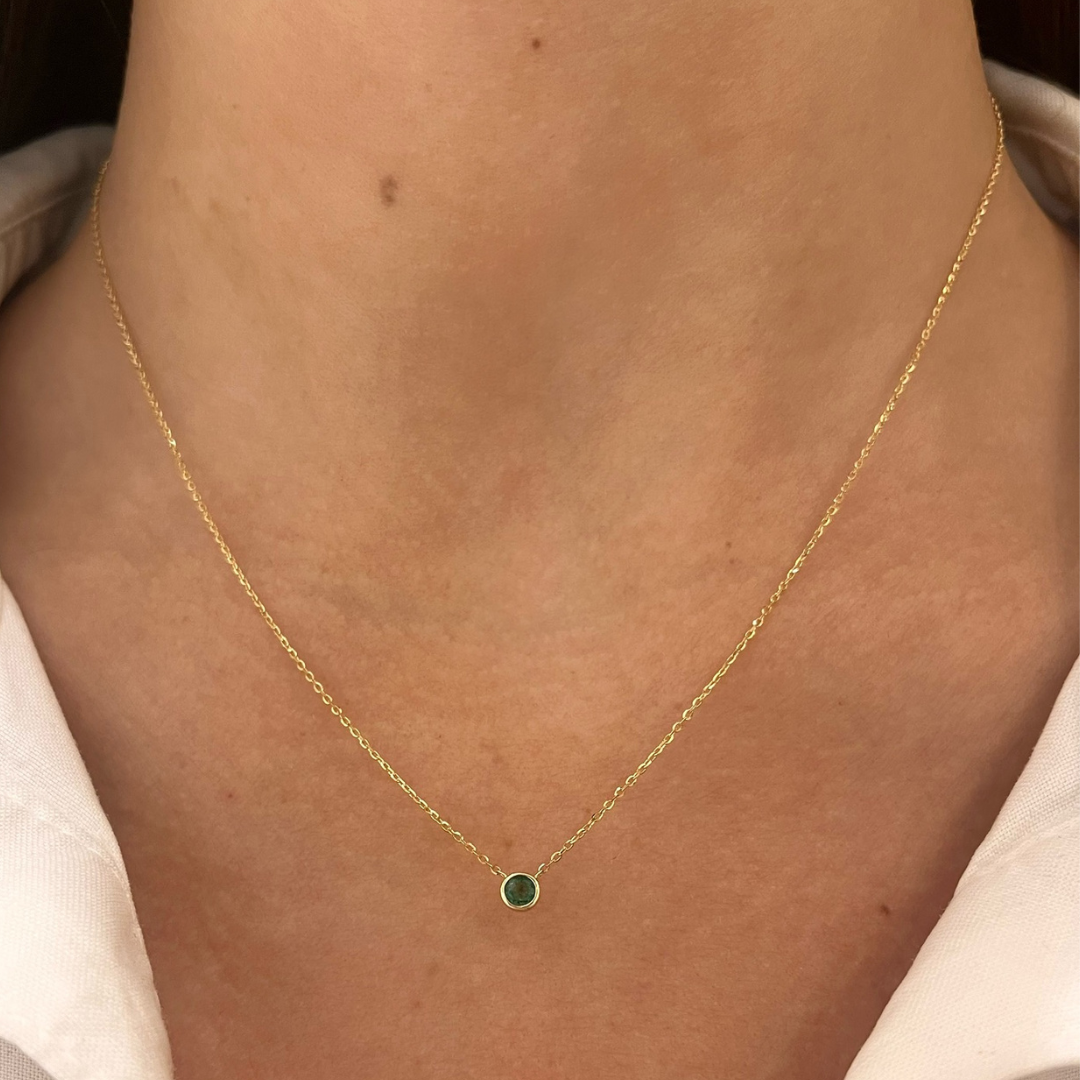 Single Bezel Birthstone Affixed Necklace