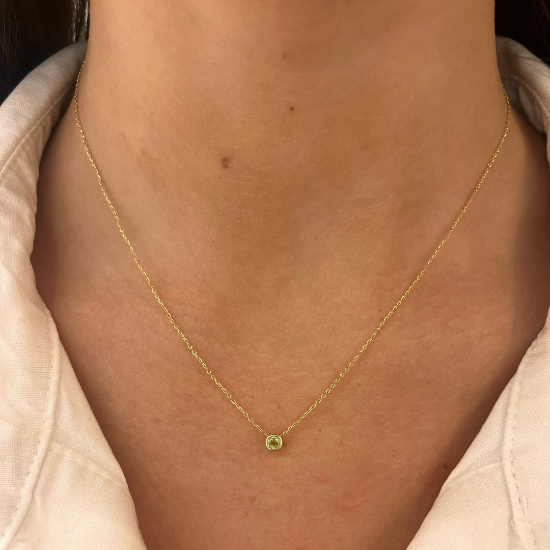 Single Bezel Birthstone Affixed Necklace