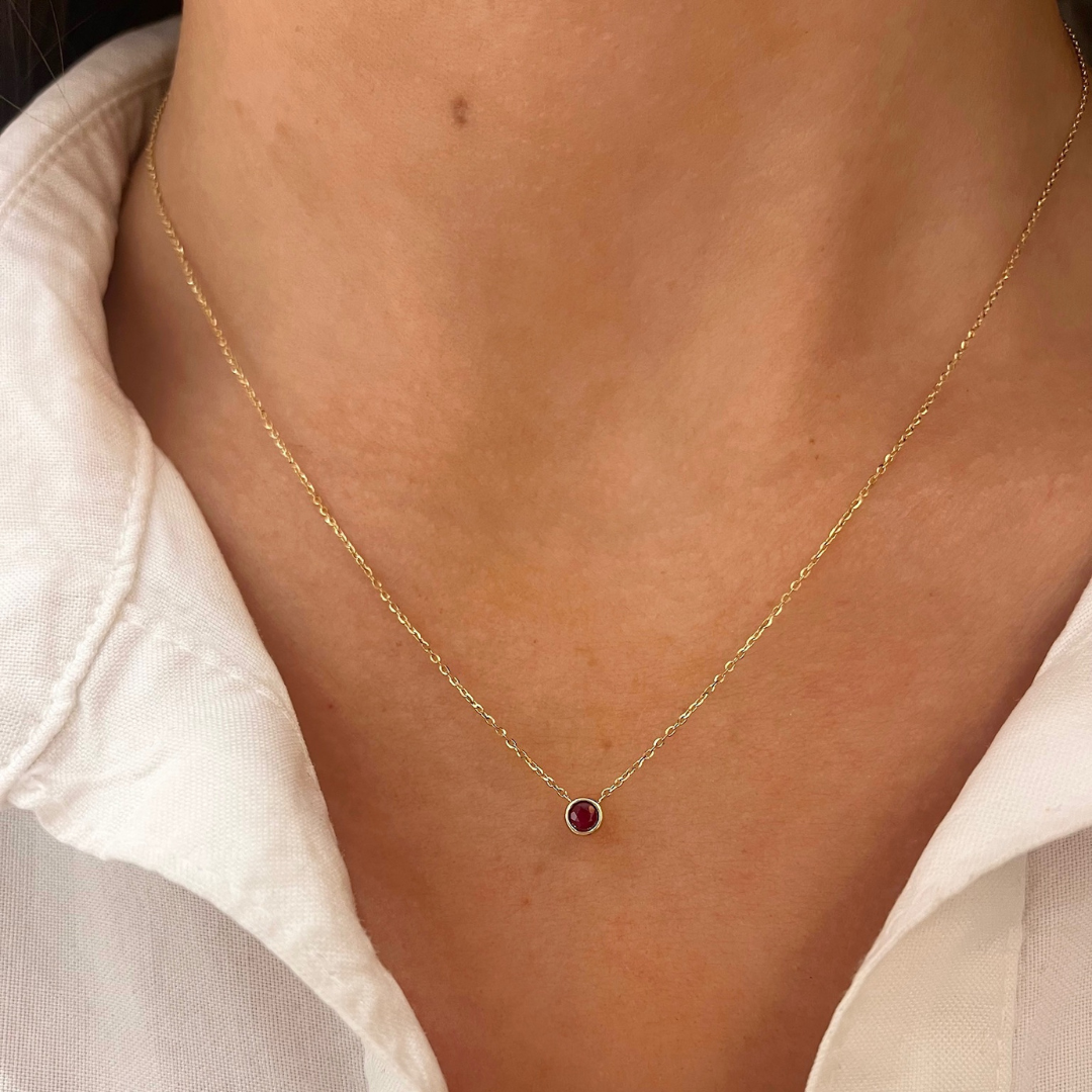 Single Bezel Birthstone Affixed Necklace