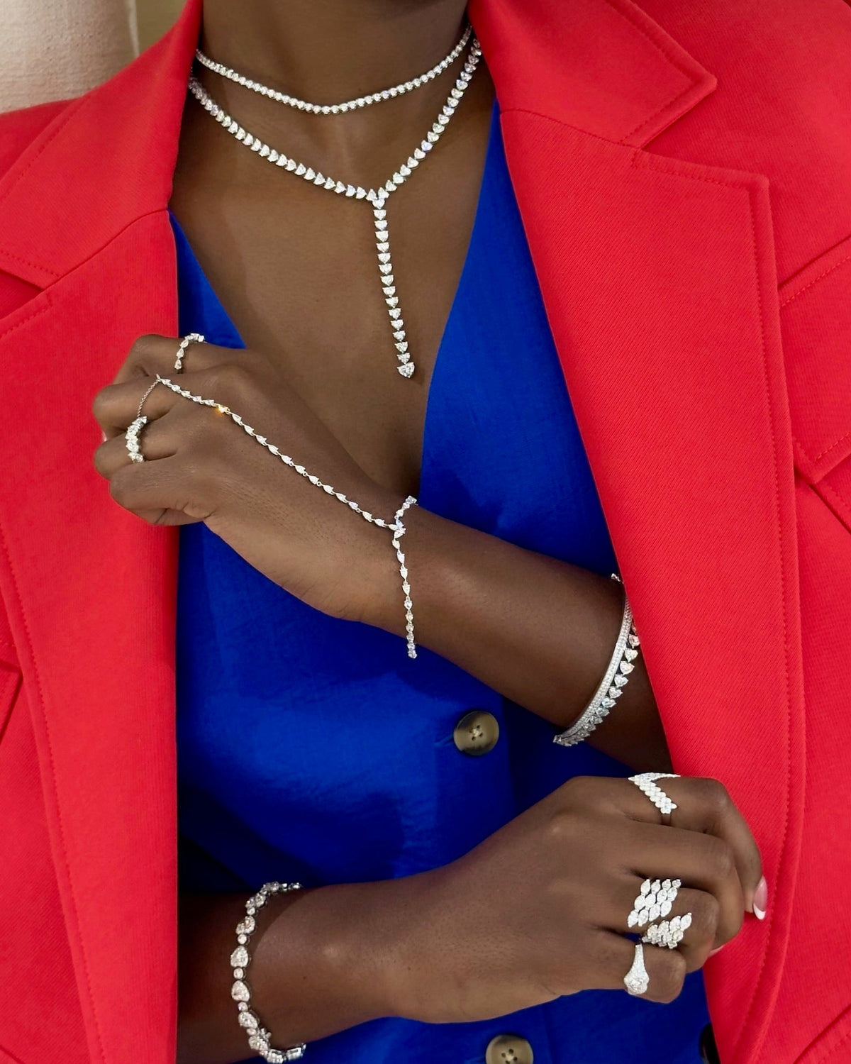 mayfair heart lariat necklace, Paulina Pear Shape Diamond Hand Chain 3.75 ctw
Mayfair Diamond Heart Tennis Bracelet 12.15 ctw