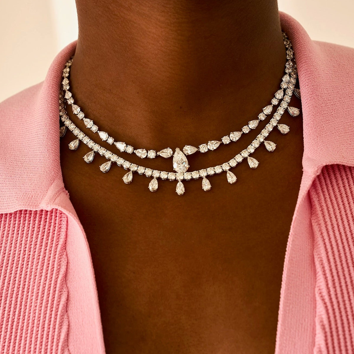 Drops of Jupiter Pear Drop Tennis Necklace 33 ctw