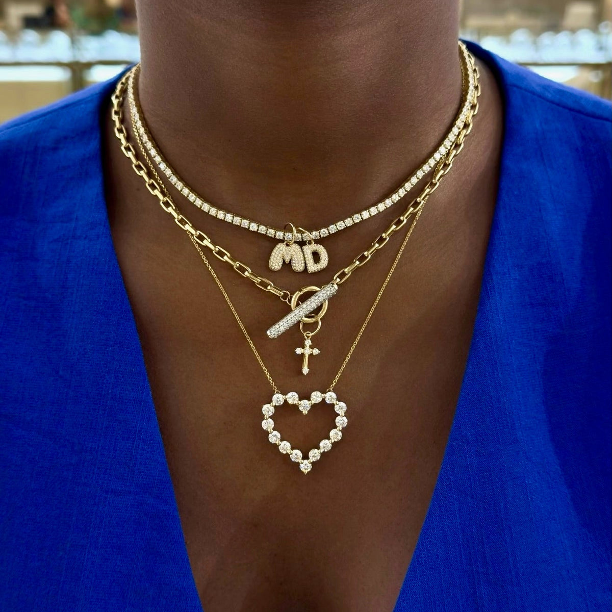 Puffy Bubble Initial Pave Diamond Charm
kessler diamond tennis necklace , Mama's Charlie Cloud® Floating Diamond Heart Necklace 3.84 ctw, Magdala Mini Gold & Diamond Cross Charm
Rectangle Rolo Chain With Diamond Toggle & Removable Laria