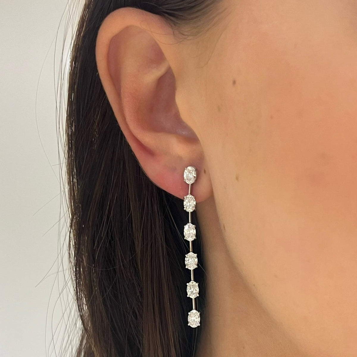 Ralph Oval Diamond Dangle Stud Earrings 3.62 ctw
