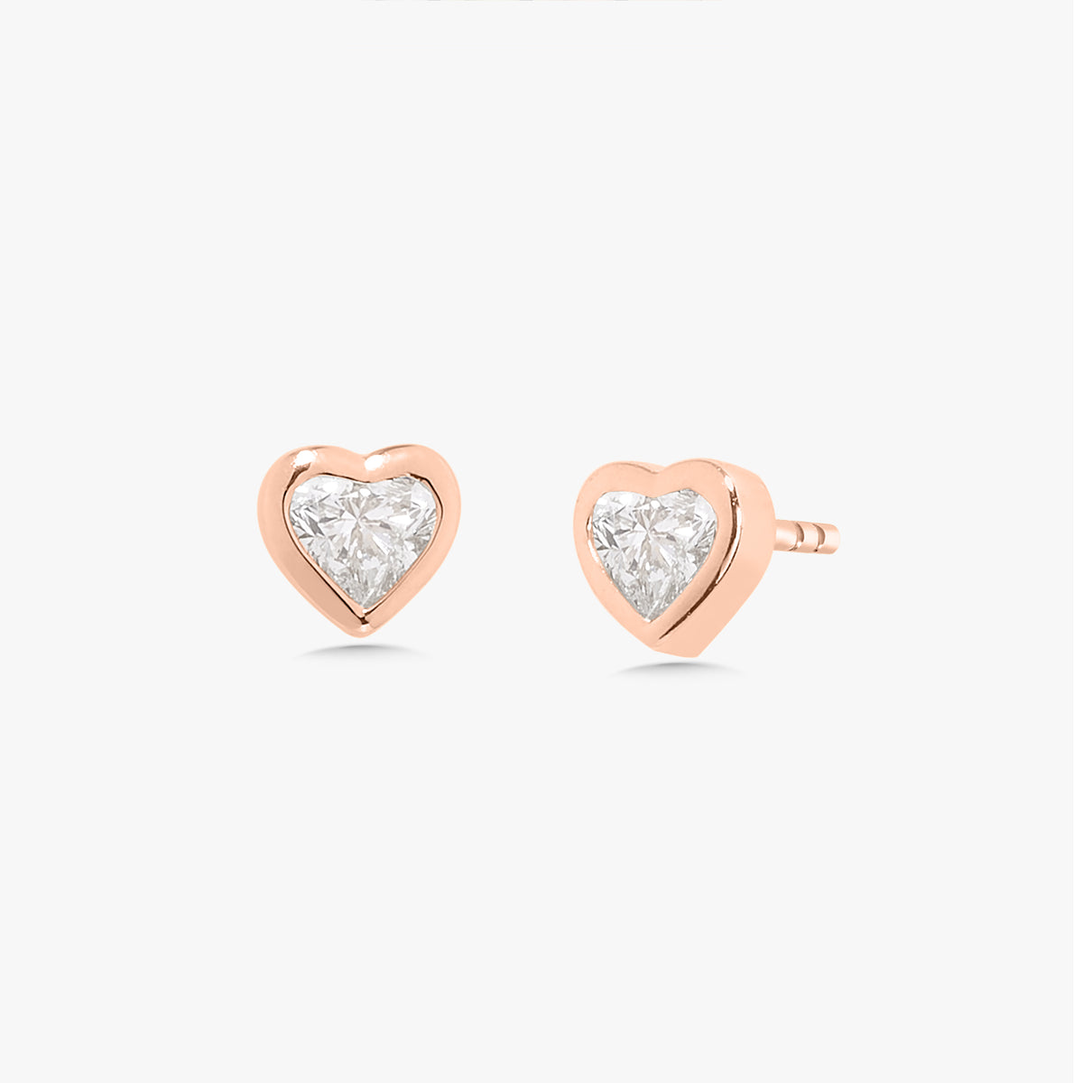 Ravayna Bezel Heart Diamond Stud Earrings