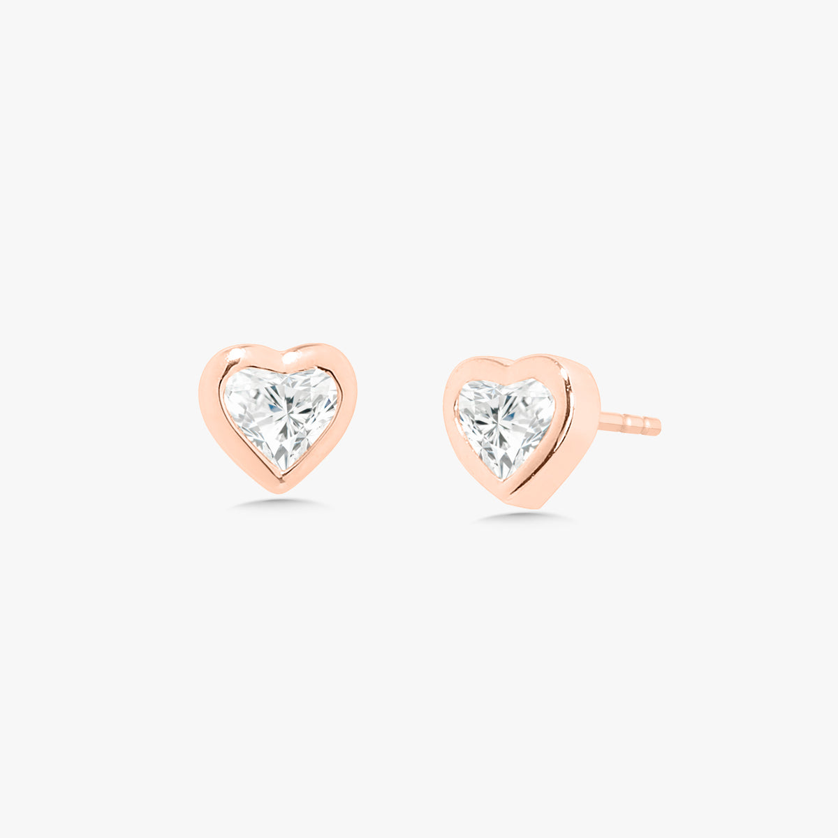 Ravayna Bezel Heart Diamond Stud Earrings