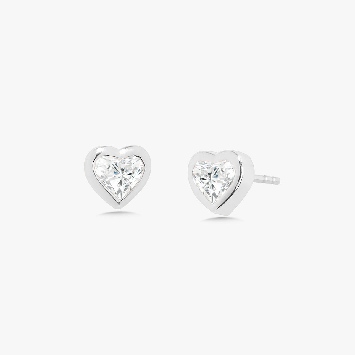 Ravayna Bezel Heart Diamond Stud Earrings