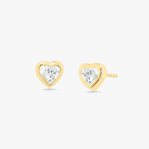 Ravayna Bezel Heart Diamond Stud Earrings