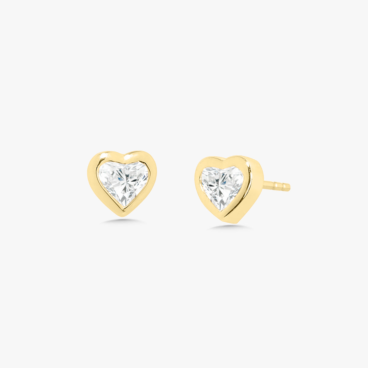 Ravayna Bezel Heart Diamond Stud Earrings