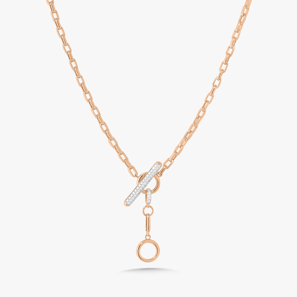 Rectangle Rolo Chain With Diamond Toggle & Removable Lariat