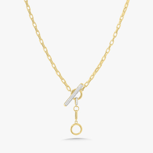 Rectangle Rolo Chain With Diamond Toggle & Removable Lariat