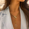 Rectangle Rolo Chain With Diamond Toggle & Removable Lariat, Little Posie Charlie Cloud® Floating Diamond Butterfly Charm 0.70 ctw