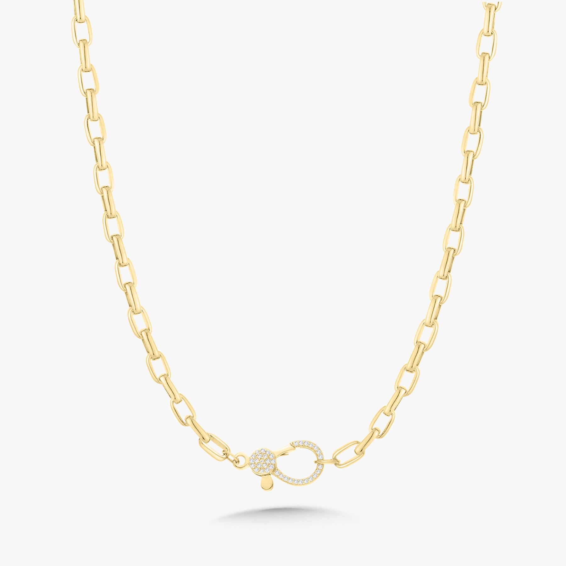 Rectangle Rolo Chain with Pave Diamond Lobster Clasp – RWFJ