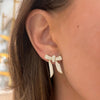 Ribbon Pave Diamond Moveable Bow Studs 