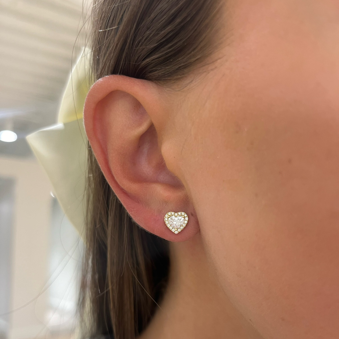 Heart Diamond Halo Studs 1.25 ctw