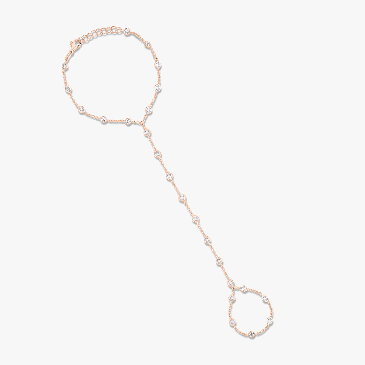Round Brilliant Cut Diamond Station Hand Chain Bracelet 3.42 ctw