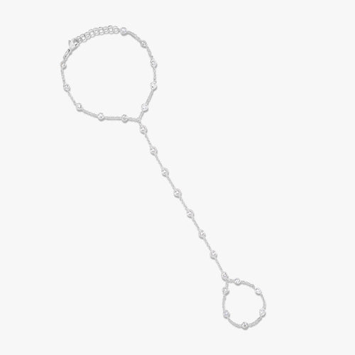 Round Brilliant Cut Diamond Station Hand Chain Bracelet 3.42 ctw