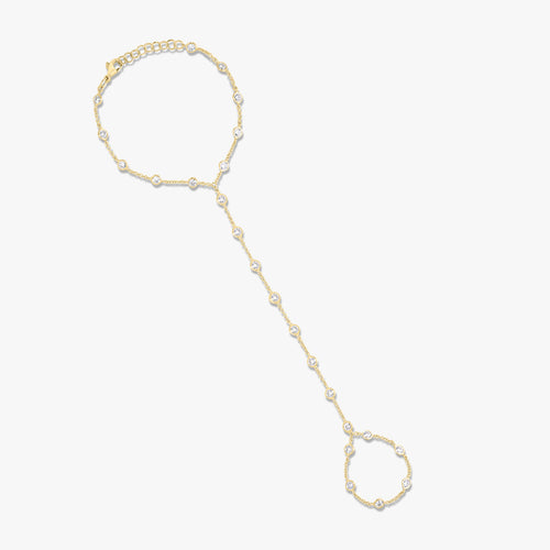 Round Brilliant Cut Diamond Station Hand Chain Bracelet 3.42 ctw