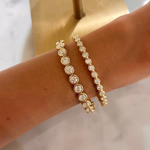 Round Diamond Bezel Bangle Bracelet 6.05 ctw, Mini Round Diamond Bezel Bangle Bracelet 2.50 ctw
