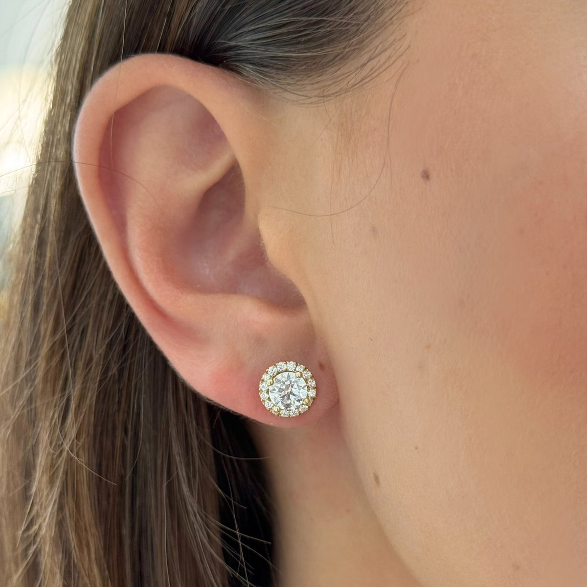 Round Diamond Halo Studs 1.20 ctw