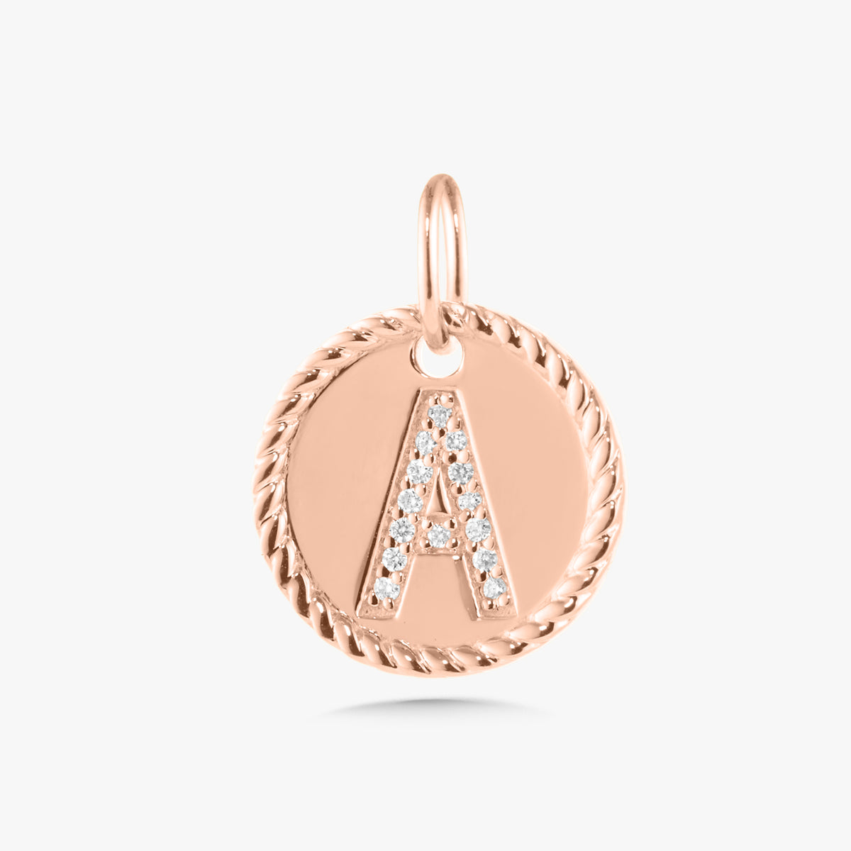 Round Rope Diamond Initial Charm