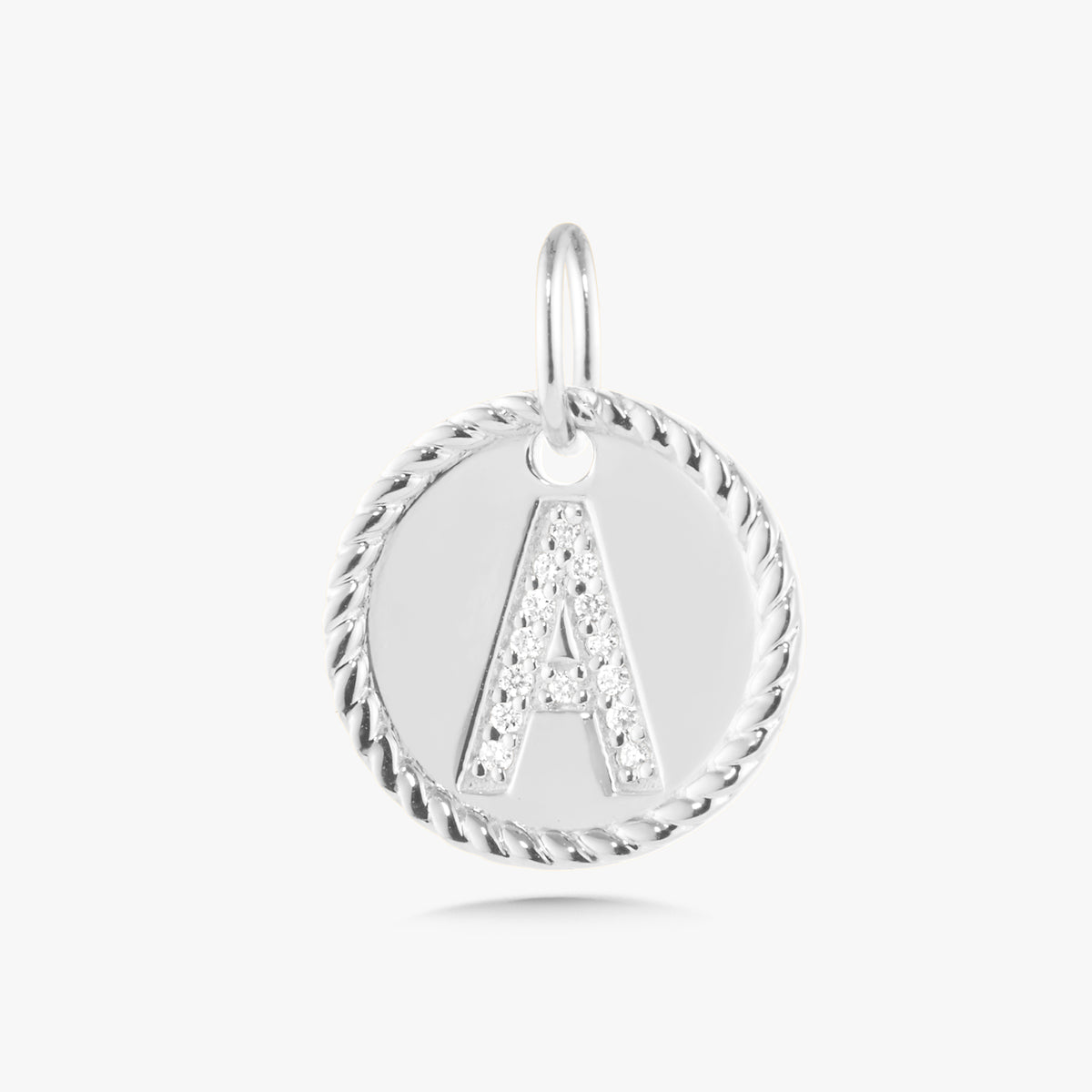 Round Rope Diamond Initial Charm