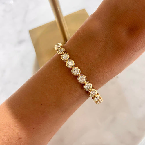 Round Diamond Bezel Bangle Bracelet 6.05 ctw