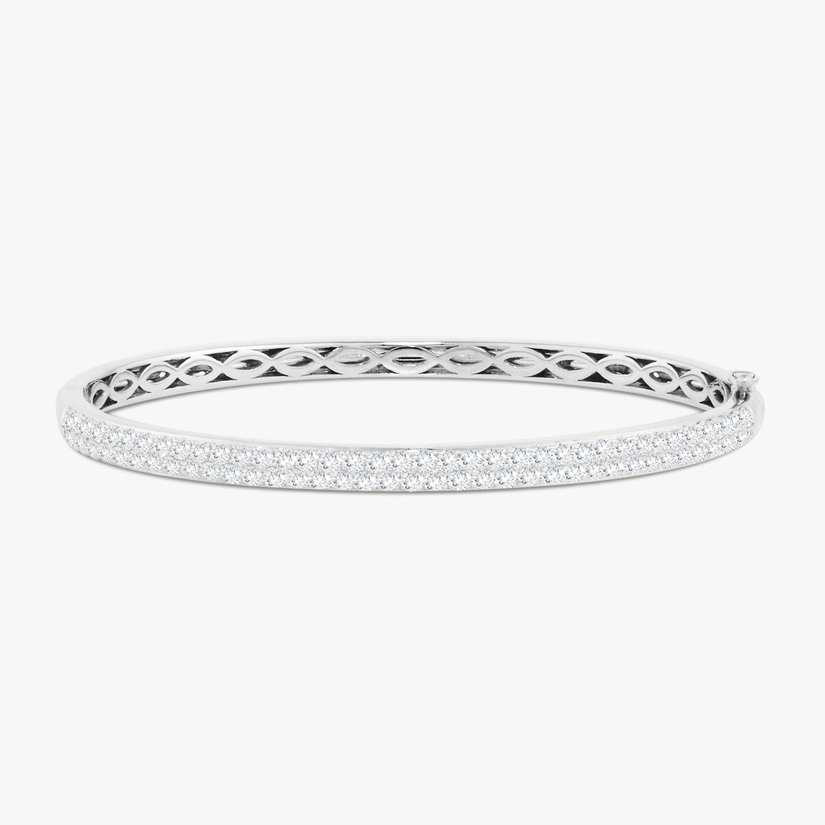 Rounded Two Row Diamond Bangle Bracelet 2.30 ctw