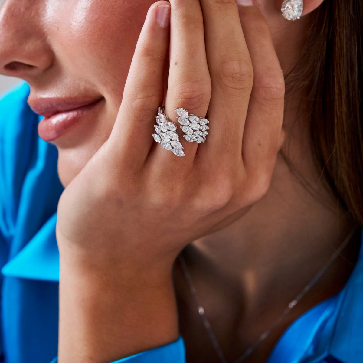 Marea Marquise Four Row Crossover Ring 4.83 ctw