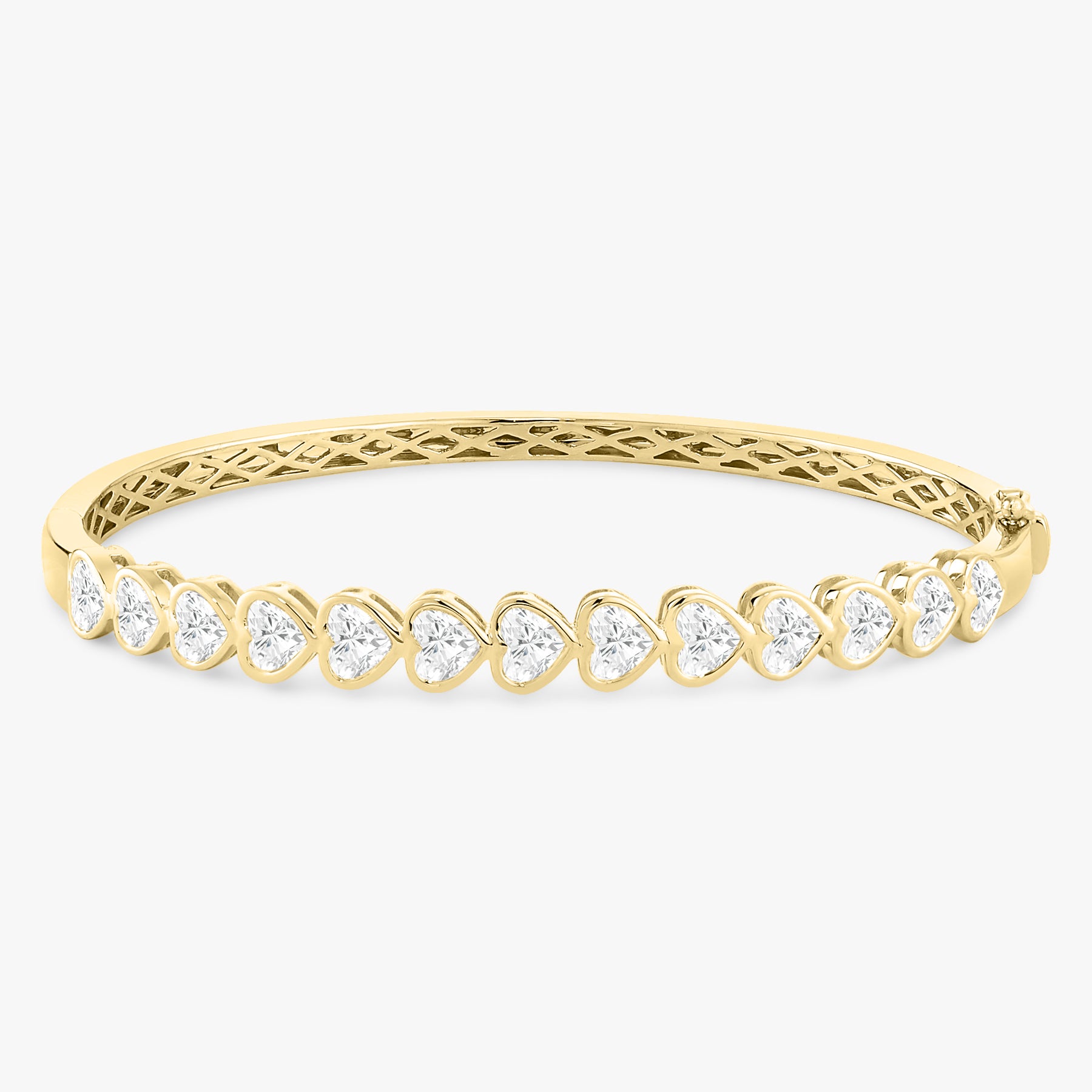 Sideways Heart Shaped Diamond Bezel Bangle Bracelet 4.10 ctw – RWFJ