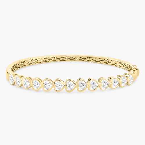 Sideways Heart Shaped Diamond Bezel Bangle Bracelet 4.10 ctw