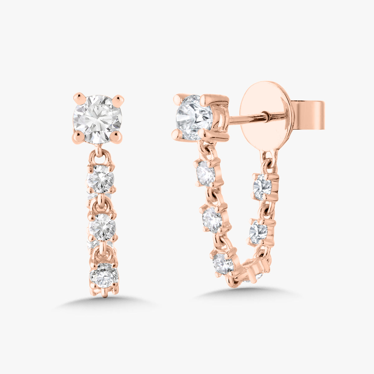 Soho Chain Diamond Stud Earrings 1 ctw