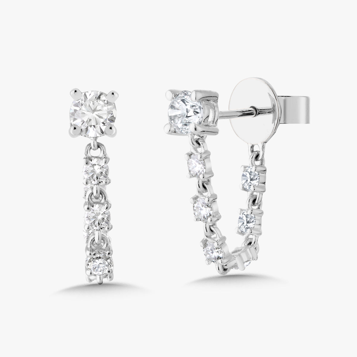 Soho Chain Diamond Stud Earrings 1 ctw