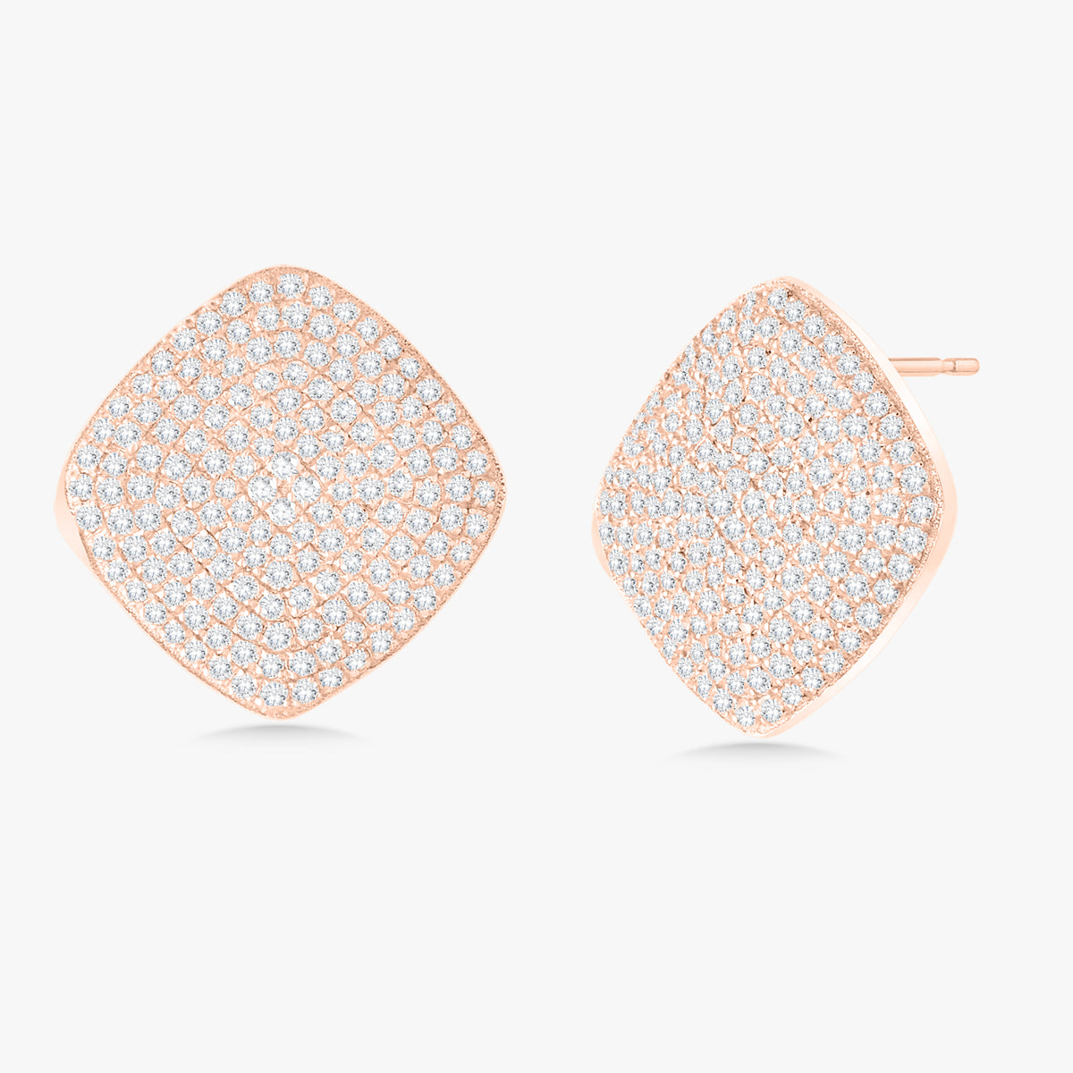 Elizabeth Square Pave Diamond Earrings 1.55 ctw