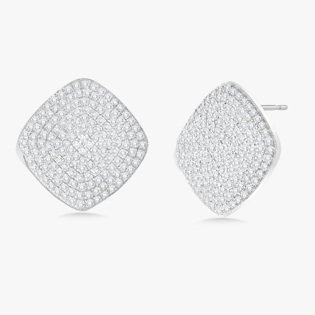 Elizabeth Square Pave Diamond Earrings 1.55 ctw