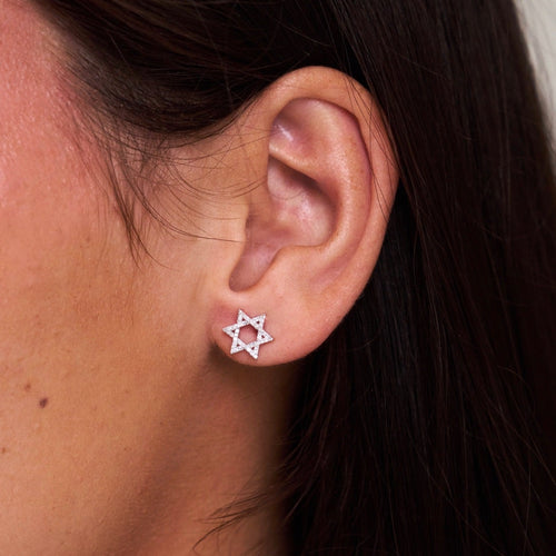 Star of David Diamond Stud Earrings