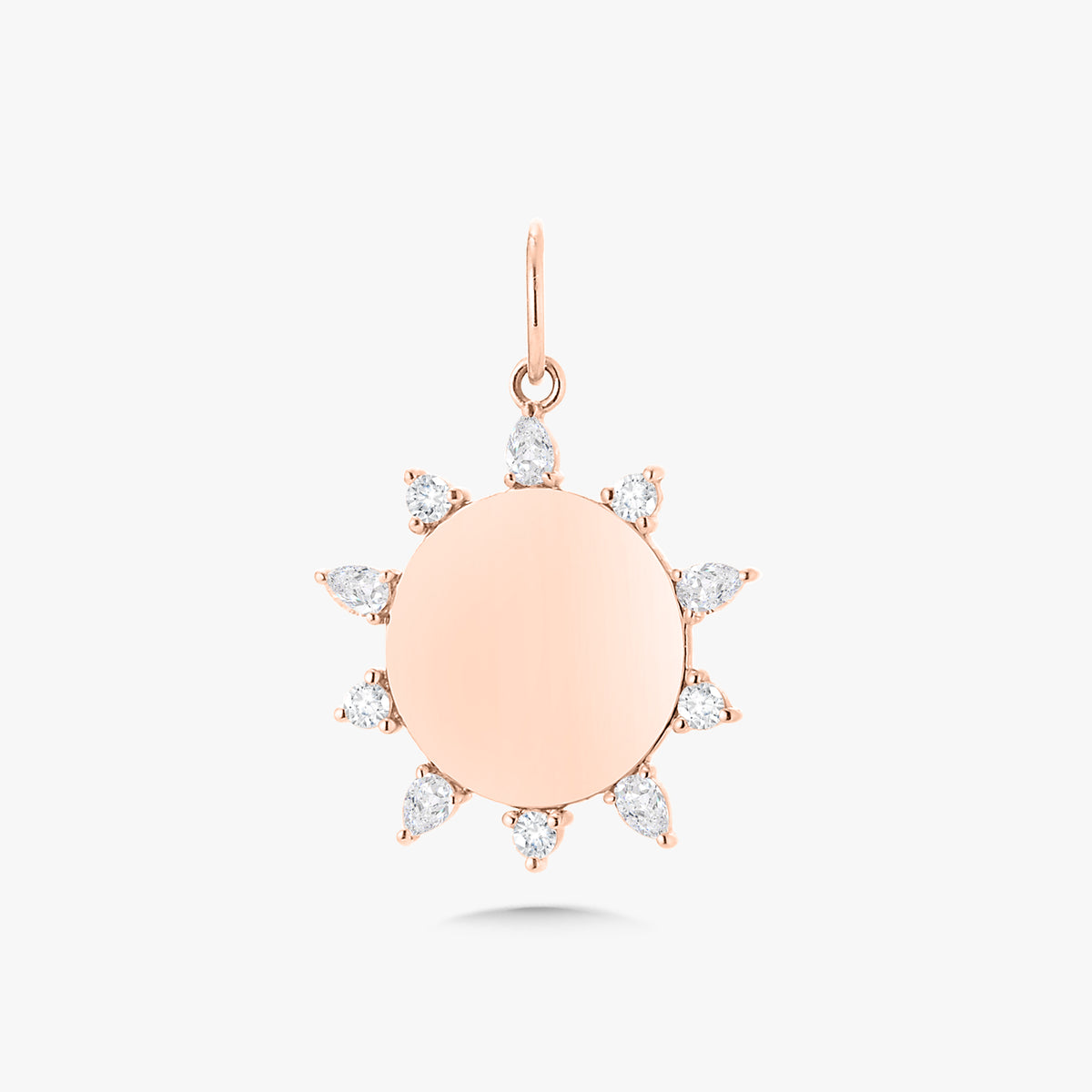 Engravable Coin Charm with Multi-Shape Diamond Starburst Outline