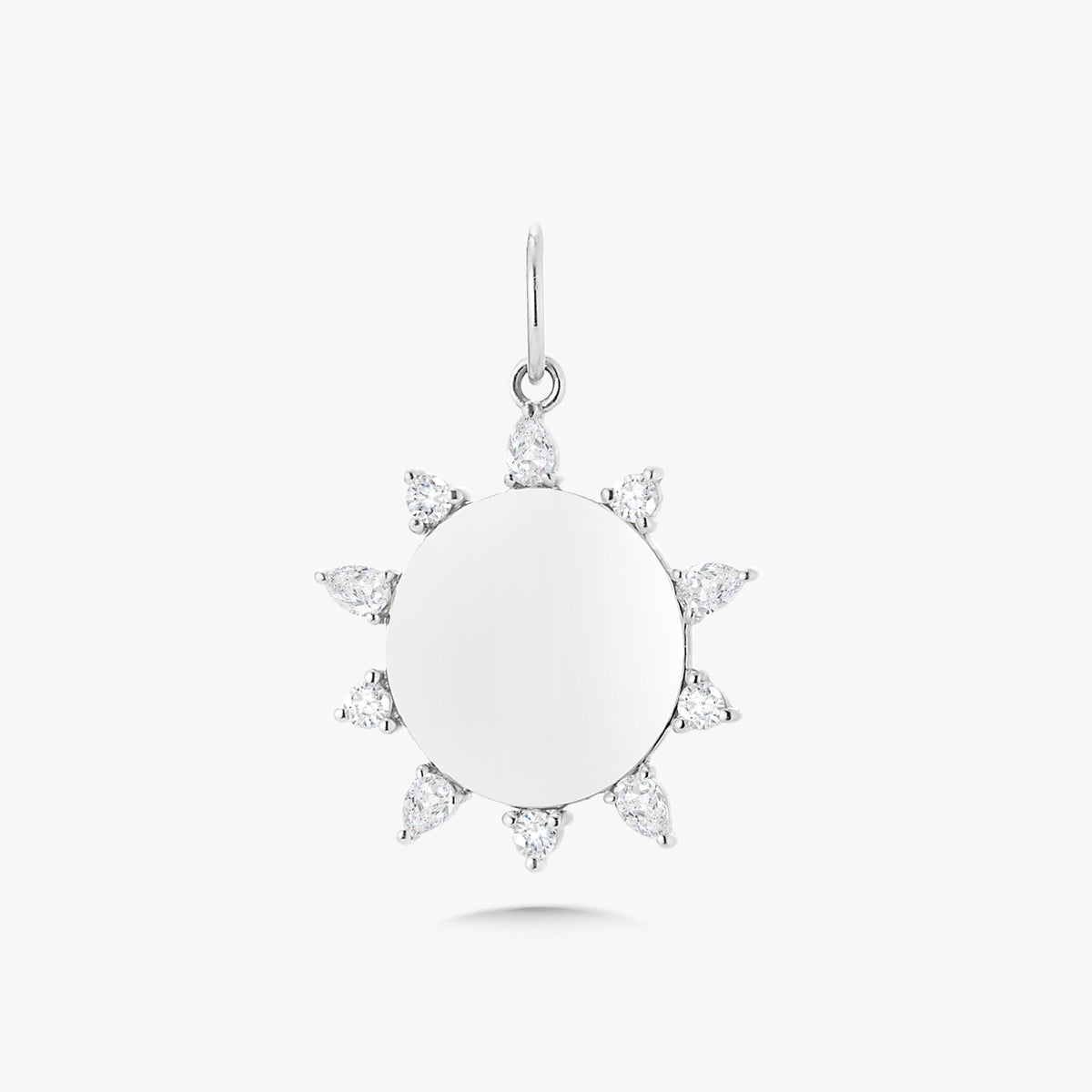 Engravable Coin Charm with Multi-Shape Diamond Starburst Outline