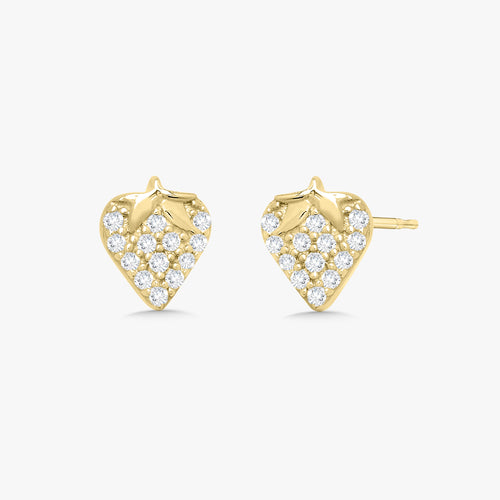 Strawberry Pave Diamond Stud Earrings