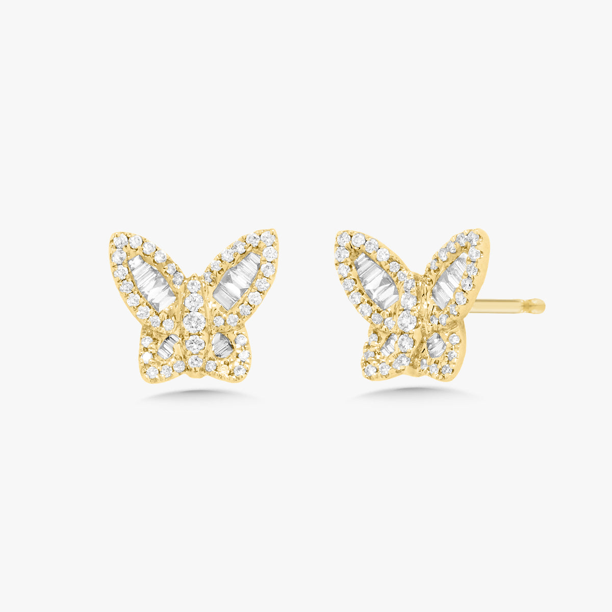 Stella Dainty Diamond Baguette Butterfly Stud Earrings