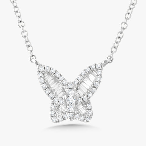 Stella Dainty Diamond Baguette Butterfly Necklace