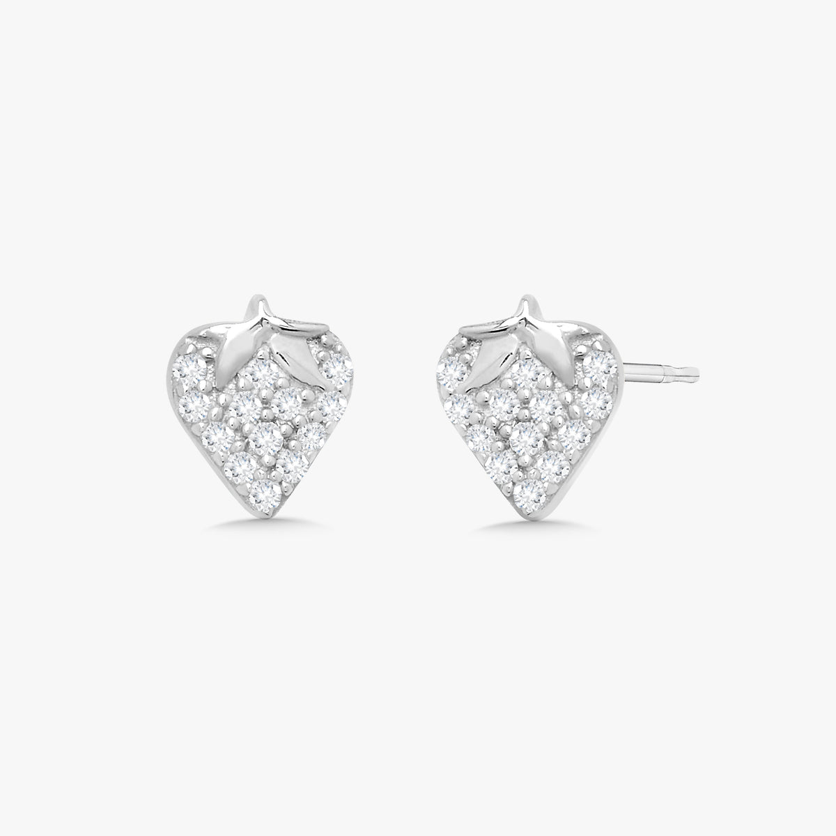 Strawberry Pave Diamond Stud Earrings