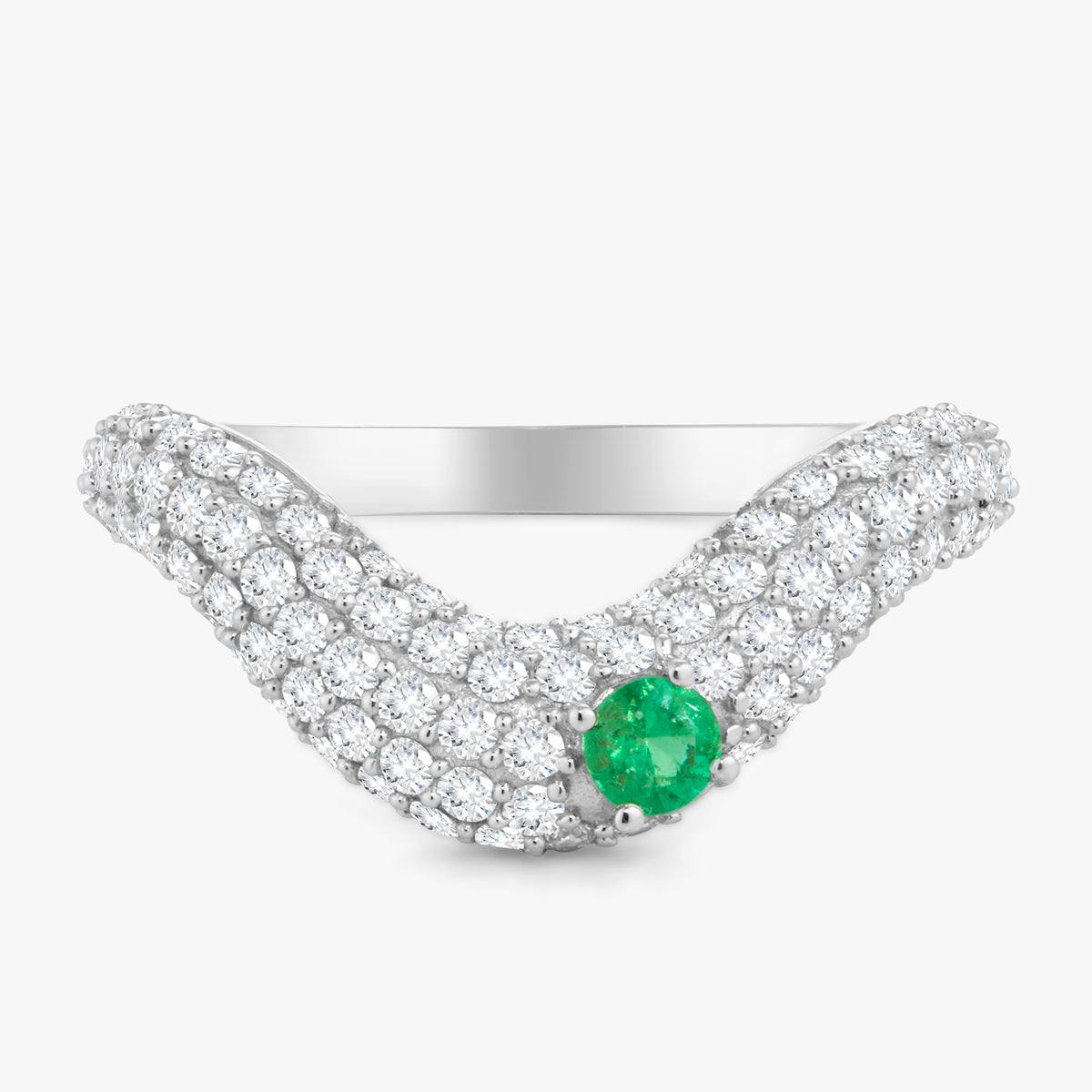 Ronan Emerald and Diamond Pave Swoop Ring