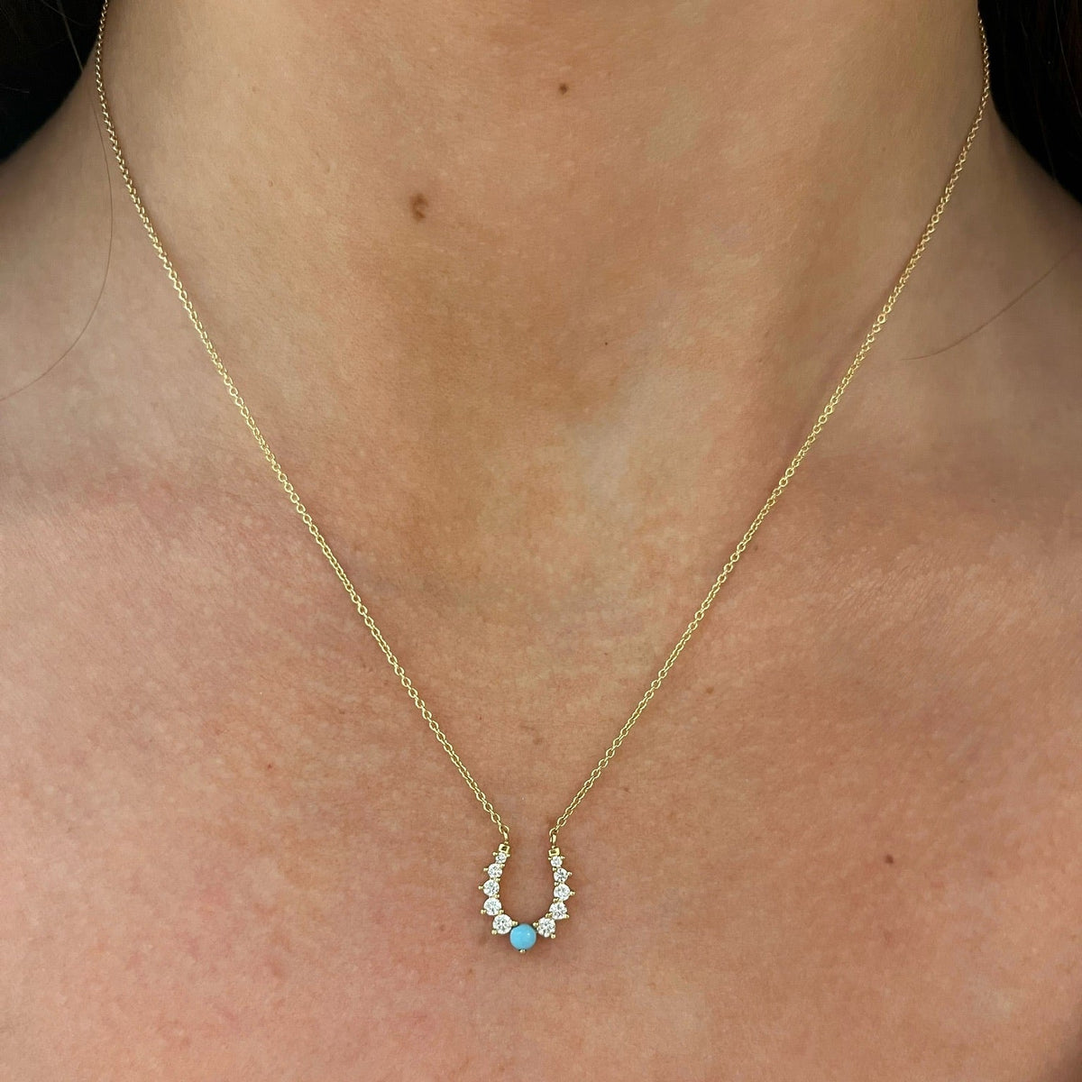 Tate Turquoise & Diamond Horseshoe Necklace