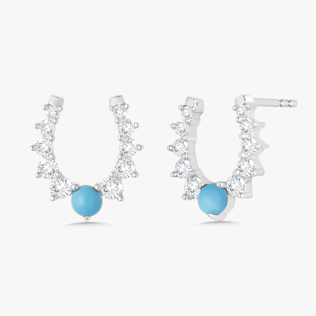 Tate Turquoise & Diamond Horseshoe Stud Earrings