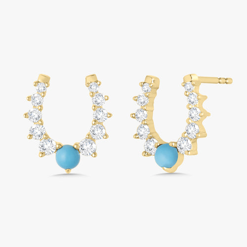 Tate Turquoise & Diamond Horseshoe Stud Earrings