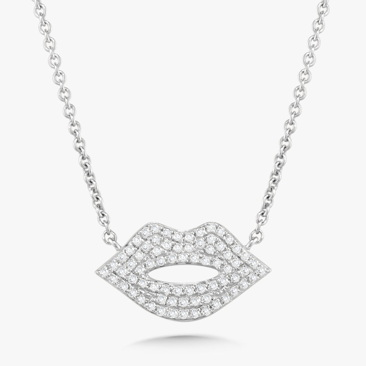 Taylynn Pave Diamond Lips Necklace